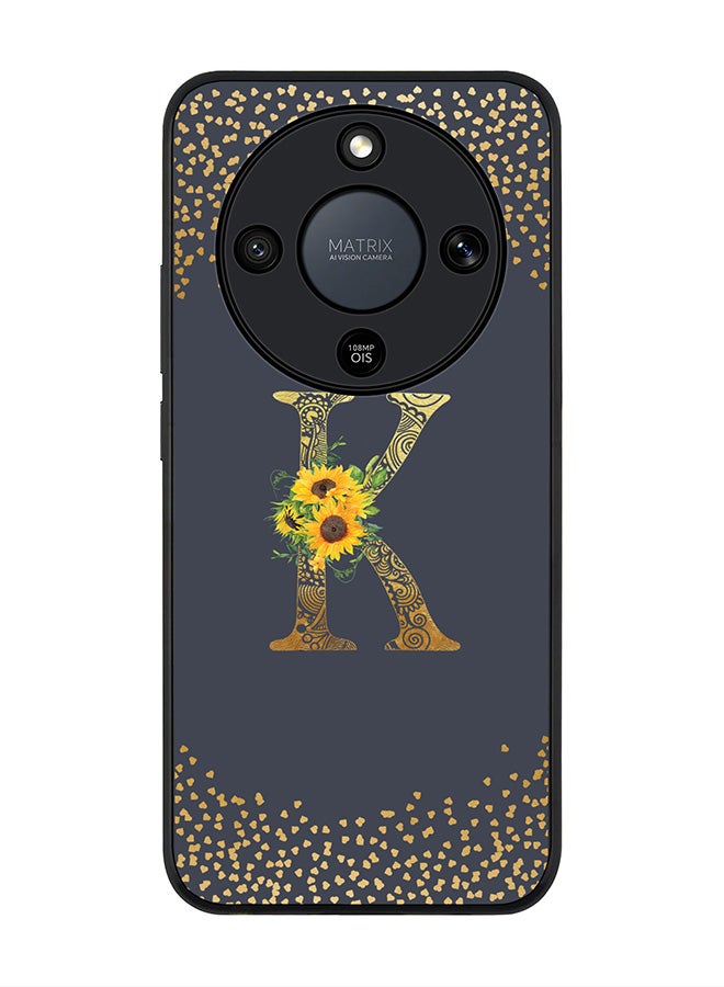 For Honor X9d / Magic8 Lite / X70 Case,Slim fit Camera Protection, Shockproof Thin Phone cover  - Custom Floral Monogram - K  (Grey )